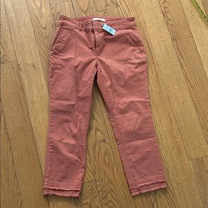 LOFT Terracotta Frayed Hem Pants